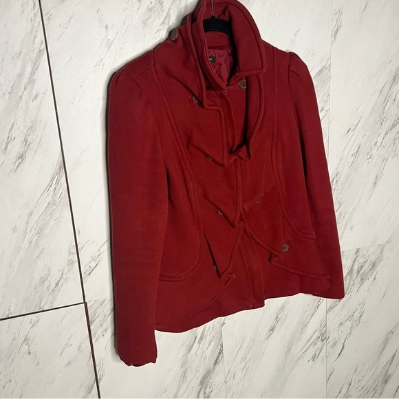 INC International Concepts Ruffle Cotton Knit Button Zip Jacket SZ M - Picture 3 of 6